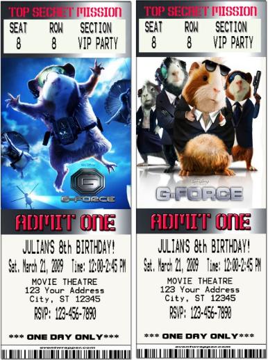 G-Force Birthday Party Invitations