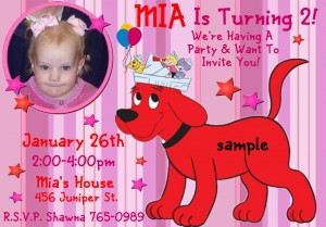 clifford party invitations girl