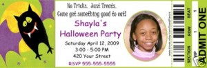 halloween ticket style party invitation
