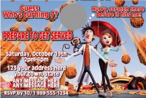 cloudy with a chance of meatballs birthday party invitation
